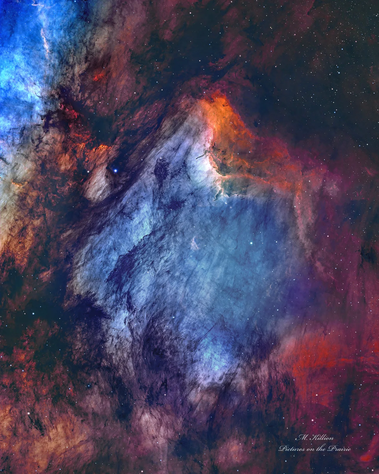 The Pelican Nebula in Gas, Dust, and Stars