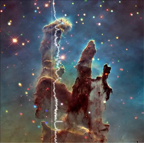 Frame from the video: Sonified: Eagle Nebula Pillars