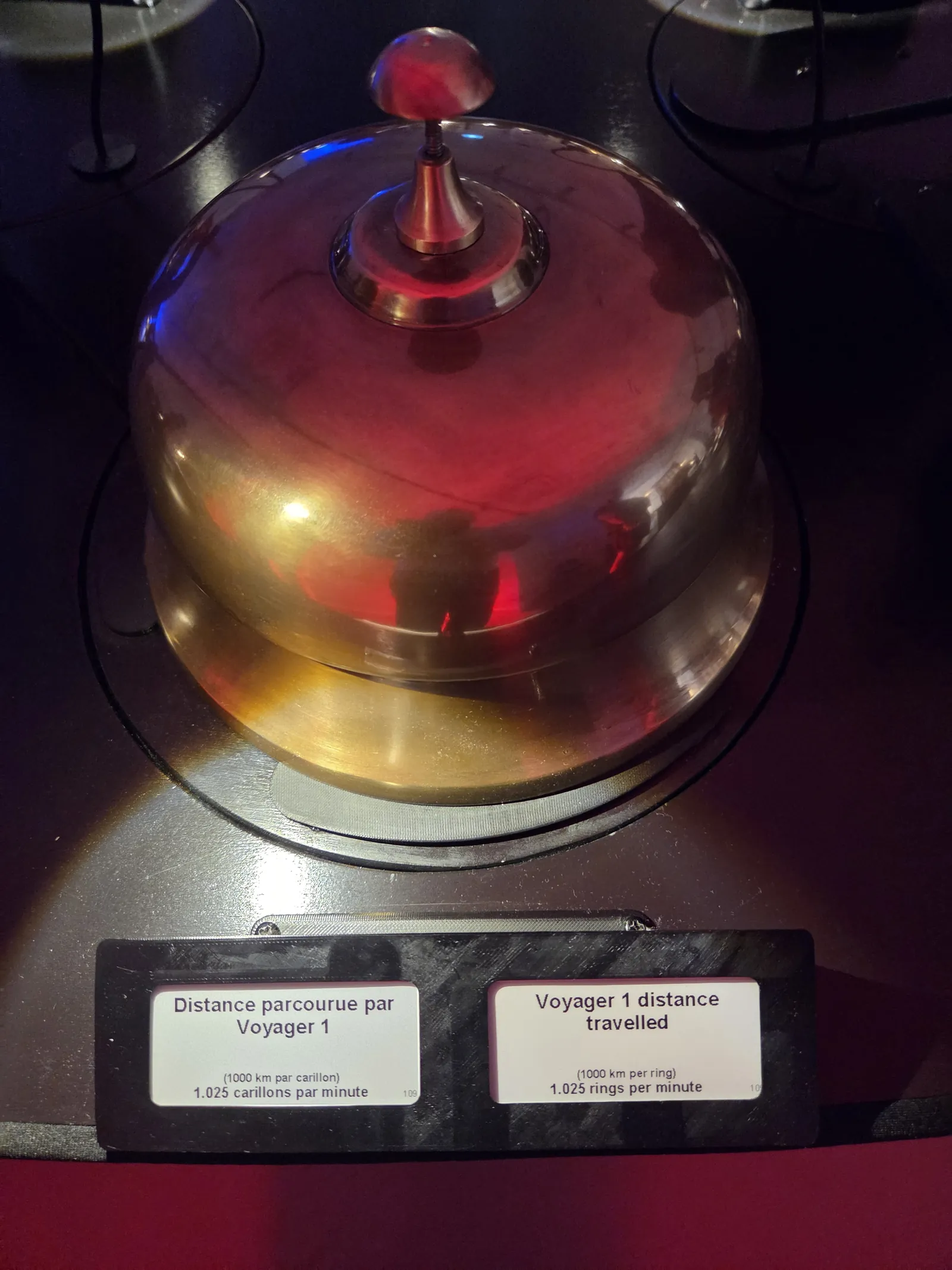 The Voyager 1 bell, labeled 1,000 km per ring